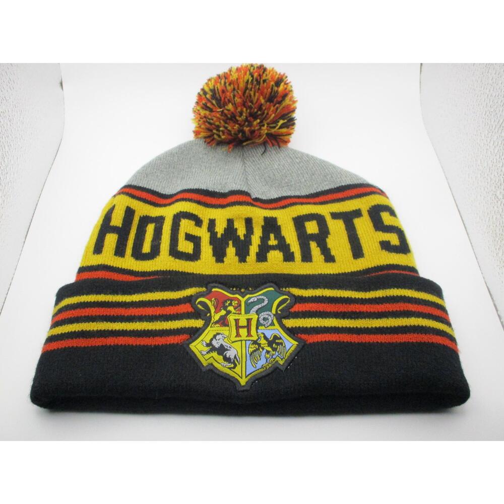 Harry Potter Grey Striped Cozy Hogwarts Pom-pom Beanie Unisex Size One Size